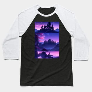 Fantasy purple landscape collage Baseball T-Shirt